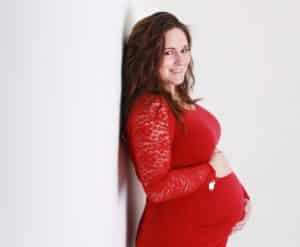 Picture Perfect Skin, maternity, red shirt