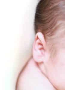 newborn boy ear and hair details 