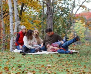 family photo with grandmother in the fall