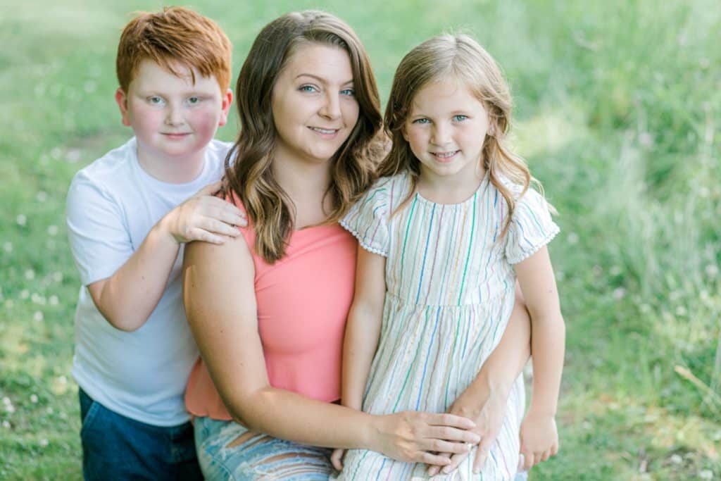 Viles Arboretum. Mother and two kids looking at the camera