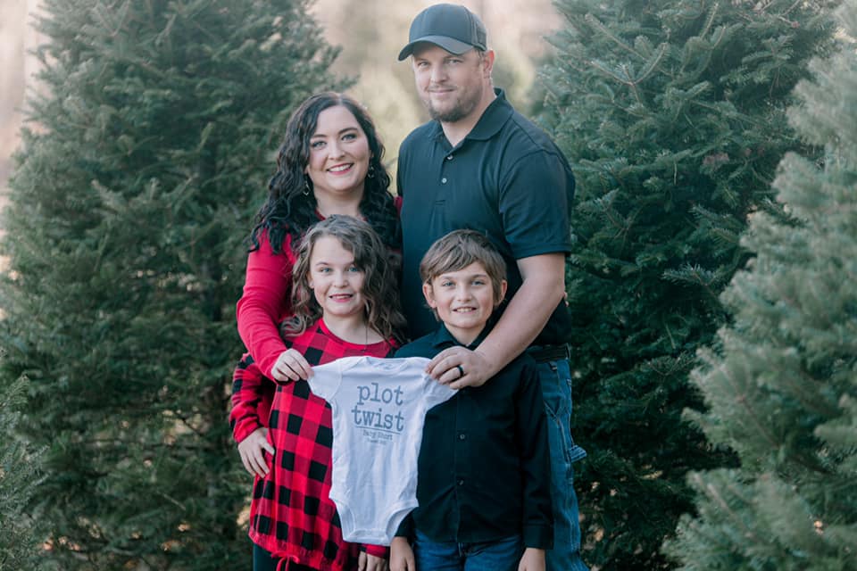 family christmas tree pregnancy announcement