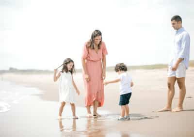 family on maine beach