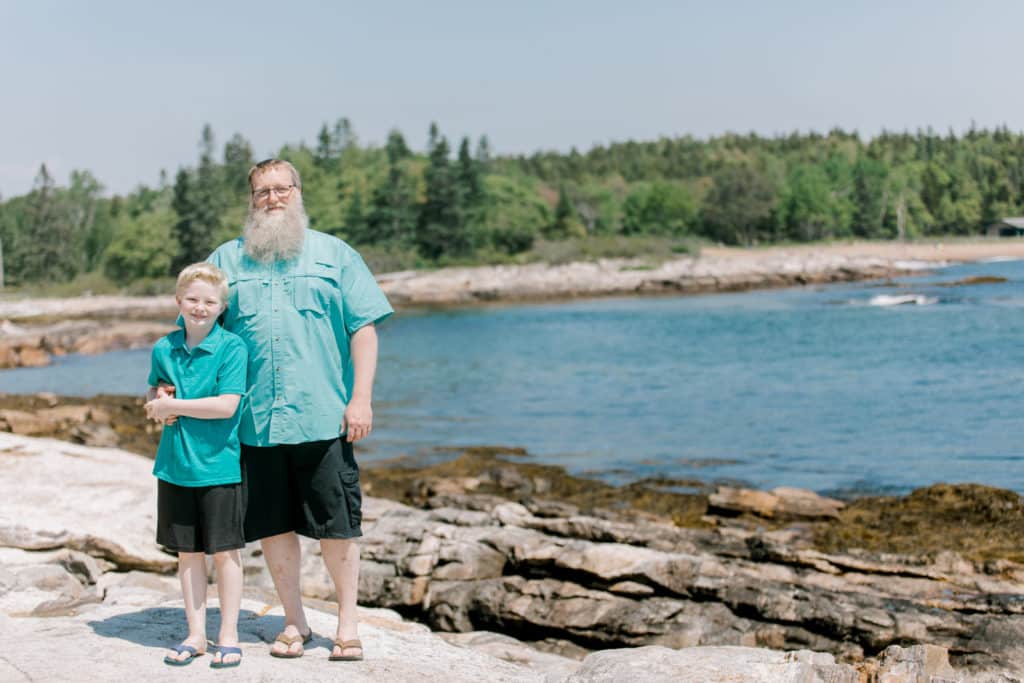 father and son photos at the beach, gerogetown maine